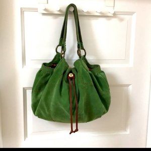 LUCKY BRAND | suede hobo style bag vibrant green boho 70s vibe